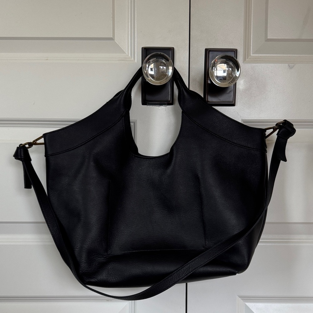 Madewell Black Leather Tote Bag